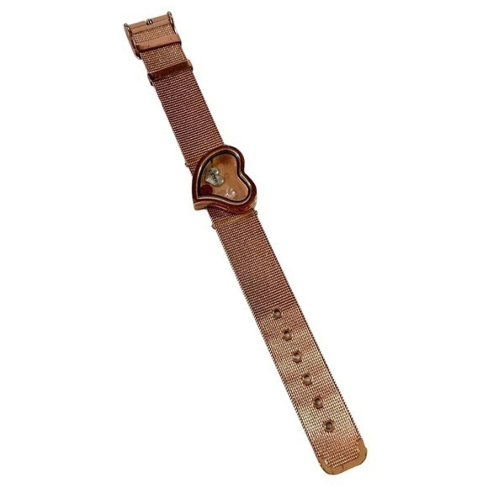 ROSE Gold Heart Locket Bracelet Watch Style Band Sister Charms